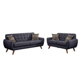 ZNTS 2 Piece Polyfiber Upholstered Sofa and Loveseat Set in Ash Black B01682328