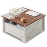 ZNTS Lift Top Coffee Table, Ergonomic Rising Table with Hidden Compartment, Dining Table with Storage 58519229