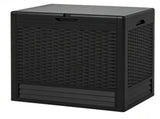 25 Gallon Outdoor Deck Box, Weatherproof PP Storage Chest with Rattan Texture, Lockable Patio 23182886