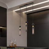 ZNTS Modern Black and Gold 3-Light Pendant Chandelier, Adjustable Hanging Lights with Cylindrical Mesh W1340P233174