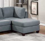 Living Room Furniture Cocktail Ottoman Grey Linen Like Fabric 1pc Plush Ottoman Wooden Legs B011104192