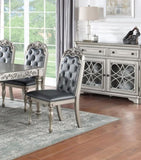 ZNTS Majestic Formal Set of 2 Side Chairs Grey / Silver Finish Rubberwood Dining Room Furniture Intricate B011138658