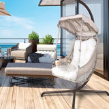 ZNTS Swing Egg Chair with Stand Indoor Outdoor, Wicker Rattan Frame 350lbs Capacity Hammock Chair for W2707P184385