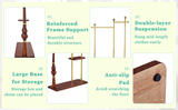 70" Tall Industrial Coat Rack for Entryway, Solid Wood & Stainless Steel Clothing Rack, Double Layer W2920P276824