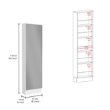 Leto Xl Shoe Rack, Mirror, Five Interior Shelves, Single Door Cabinet -White B07091930