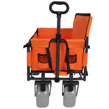 3-in-1 Folding Wagon with Bench Seat & Rear-Mounted Folding Tabletop 500lbs Capacity, 9"x4" Beach W2932P320637