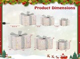 Set of 3 Christmas Lighted Gift Boxes with 90 Warm Lights, PVC SequinsBows, 10"/8"/6" Sizes 13436760