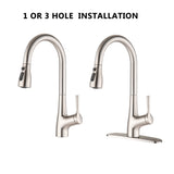Single Handle Pull Down Kitchen Sink Faucet Brushed Nickel JYBC941BN