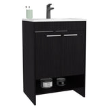 Bathroom Vanity, 2 Doors, 2 Shelves, Black Wengue B097P350322