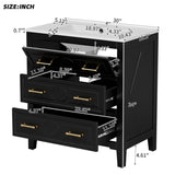 30'' Bathroom Vanity with Ceramic Sink Combo, Free Standing Single Vanity Set with 3 Drawers, Solid N710P246209B
