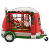 11.3x4.4x8"H Christmas Plastic/Resin Camper With Mr & Mrs Santa Tea Time Led/Water Spinning/2 Way W2078P254693