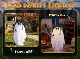 5ft Black & White Umbrella Ghost Halloween Decoration with 100 Warm White LED Wire Lights, 30V 3.6W 46739640