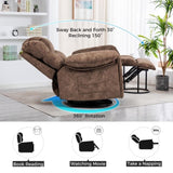 ZNTS Swivel and Rocking Recliner Chair with Massage and Heating Bonded Leather Sofa W1403P172917