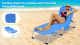 3-in-1 Heavy Duty Tanning Chair with Face Hole Adjustable 5-Position Folding Chaise Lounge Chairs W3399P310388