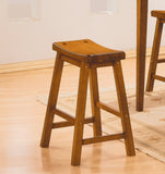 Casual Dining 18-inch Height Saddle Seat Stools 2pc Set Solid Wood Oak Finish Home Furniture B01151971
