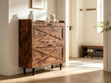 2-Drawer Top-Mounted Barn Door Shoe Cabinet Melamine Board Embossed MDF Shoe Cabinet 98843919