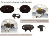 Farmhouse Round Extendable Dining Table with 16" Leaf Wood Kitchen Table 39854216