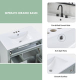 Solid Wood Bathroom Vanity with Ceramic Undermount Sink - 12" Soft-Close Drawer Slides, Flip Bin W2896P318465