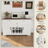 54" Farmhouse Buffet Sideboard with Storage Cabinet & Adjustable Shelf Wood Top Dining Table with W2700P300563