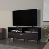 FM FURNITURE Black City Tv Stand 60" with Open Storage and 1 Door, Wengue B128P301397