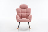 055-Teddy Fabric Upholstered Nursery Rocking Glider Chair Modern Accent Armchair Padded Seat with W527P228310