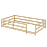 Twin Size Bed, Montessori Bed with Fence, Kids Montessori Bed Twin Size, Wood Montessori W1820P331919