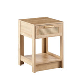15.75" Rattan End table with drawer, Modern nightstand, side table for living room, bedroom,natural 52429478