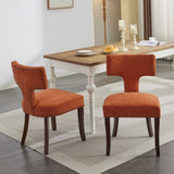 Mid Century Modern Dining Chairs Set of 2, Farmhouse Linen Fabric Upholstered Accent Chair Curved W1143P186368