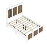 Farmhouse Wooden Platform Full Size Bed, Modern Platform Bed with Wooden Strip Decoration, Plywood WF530905AAK