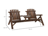Wood Patio Chair Bench with Center Coffee Table/Garden chairs/courtyard chairs 98059382