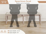 Beige 47.5" Rubber Wood Upholstered Bench with Button-Tufted Seat, 440 lbs Capacity Retro Entryway 60312147
