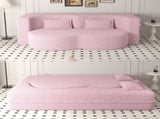 Modern Floor Sofa with 2 Pillows,Convertible Teddy Fabric Foam-Filled Sleeper Sofa Bed,15