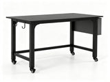 Mobile Rolling Computer Desk 48 Inch, Heavy Duty Metal Frame Home Office Desk with Storage Bag Hooks 12259958