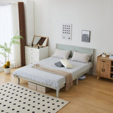 Queen Size Solid Wood Platform Bed Frame with Headboard Gray Wash 68164226