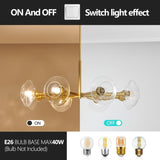 Modern Gold 8-Light Sputnik Chandelier with Clear Glass Shades, Mid-Century Hanging Pendant Light W1340P233173