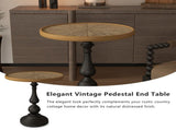 Wooden Ends Retro Side French Country Accent Coffee Side Modern Small Round Tea W808P232205