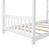 ZNTS Twin Size House Platform Bed with Headboard and Footboard,Roof Design,White WF284064AAK