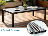 40 Inch Outdoor Coffee Table, Rectangular Metal Patio Coffee Table with Slatted Tabletop, Weather 16097984