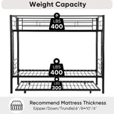 ZNTS Over Twin Bunk Bed Frame with Trundle,Metal Bunkbed with Sturdy Guard Rail and 2 sideLadders for W1916115338