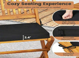 3 Pieces Foldable Acacia Wood Patio Bistro Set, Outdoor Round Table & 2 Ergonomic Chairs with 25255941