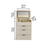 3-in-1 Vanity Desk with Mirror And Lights, Small Vanity Desk Set with Visible Glass Tabletop, 3 T3685P339866