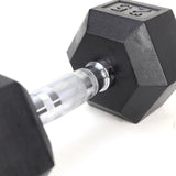 25LB HDRS Rubber Coated Solid Cast Iron Dumbbell with Contoured Chrome Handle, Hexagon 55414714