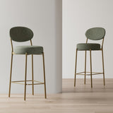 29'' H Seat Height Upholstered Bar Stools Set of 2 Faux Leather Counter Dining Stool with Golden W1757P227879