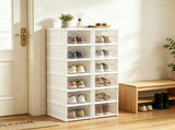 6-Tier Folding Shoe Storage Box, Tool-Free Assembly Transparent Shoe Organizer with Magnetic Door, 11153924