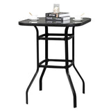 ZNTS Wrought Iron Glass High Bar Table Patio Bar Table Black 70228562