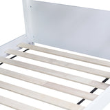 Twin Over Twin House Floor Bed with Headboards, Footboards and Guardrails, Ladder, Rubber Wood W504P227938
