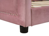 Twin Size Upholstered Daybed with Classic Stripe Shaped Headboard, Pink WF308905AAH