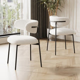 ZNTS dining chairs set of 2 white , medieval modern dining chairs, teddy velvet chairs with metal legs, W1727P229055