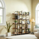 ZNTS [VIDEO] 5 Tier Bookcase Home Office Open Bookshelf, Vintage Industrial Style Shelf with Metal Frame, 93102675