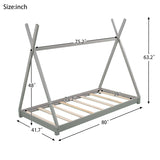 ZNTS Twin Size House Platform Bed with Triangle Structure,Gray WF283047AAE